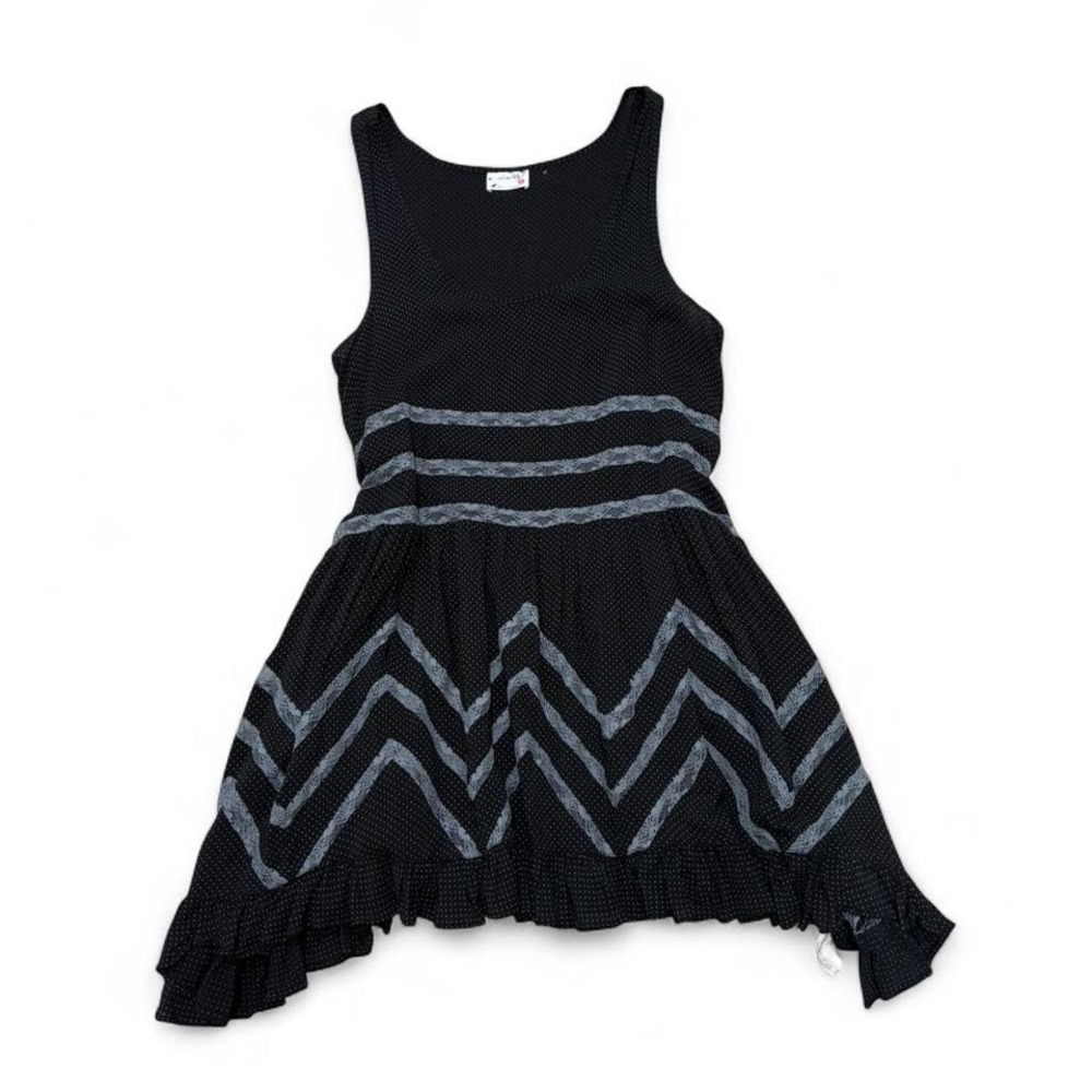 Free People Intimately Black & grey baby doll lace overlay tank top polka dot